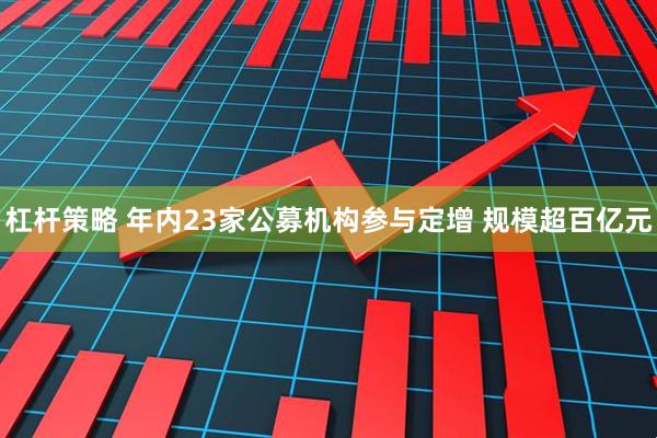 杠杆策略 年内23家公募机构参与定增 规模超百亿元